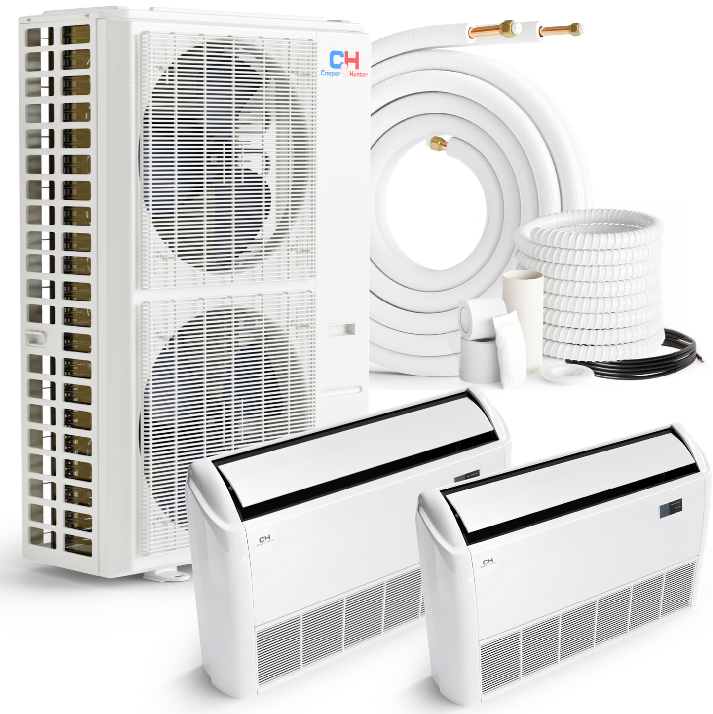 Cooper&Hunter 2-Zone Ductless Mini Split AC & Heat Pump 55000 BTU (18K+18K), Universal/Floor Ceiling Units, 230V - R410A