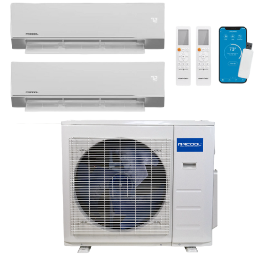 MRCOOL Olympus 4th Generation 2-Zone Ductless Mini Split AC & Heat Pump 18000 BTU (9K+12K), Wall Mount Units, 230V