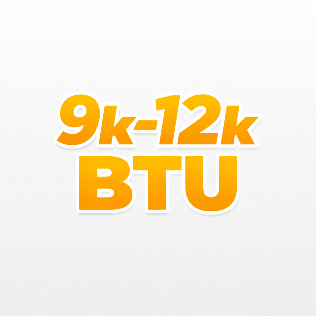 9k–12k BTU (≈0.75–1.0 ton)