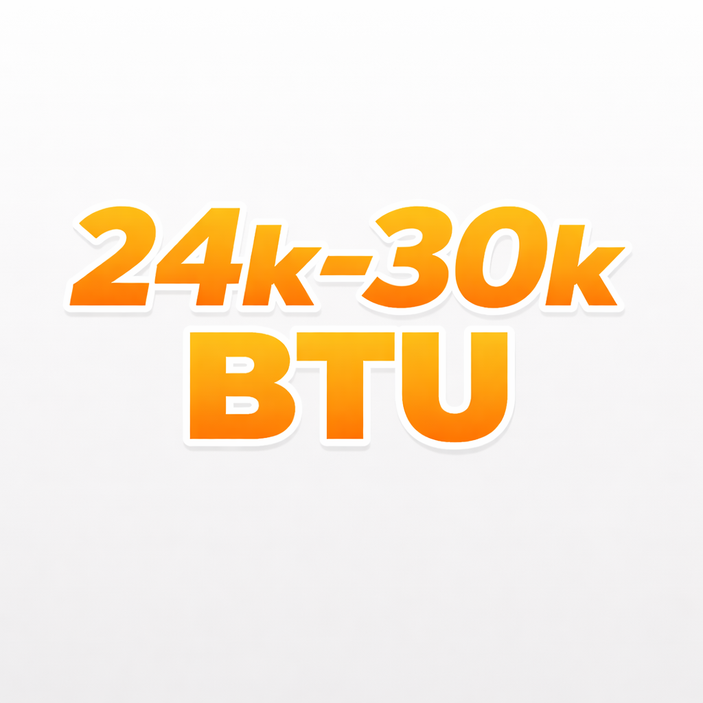 24k–30k BTU (≈2.0–2.5 ton)