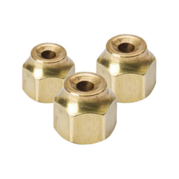 Flare Nut, Hex, 45 deg, 0.25 in, Brass, Meets SAE