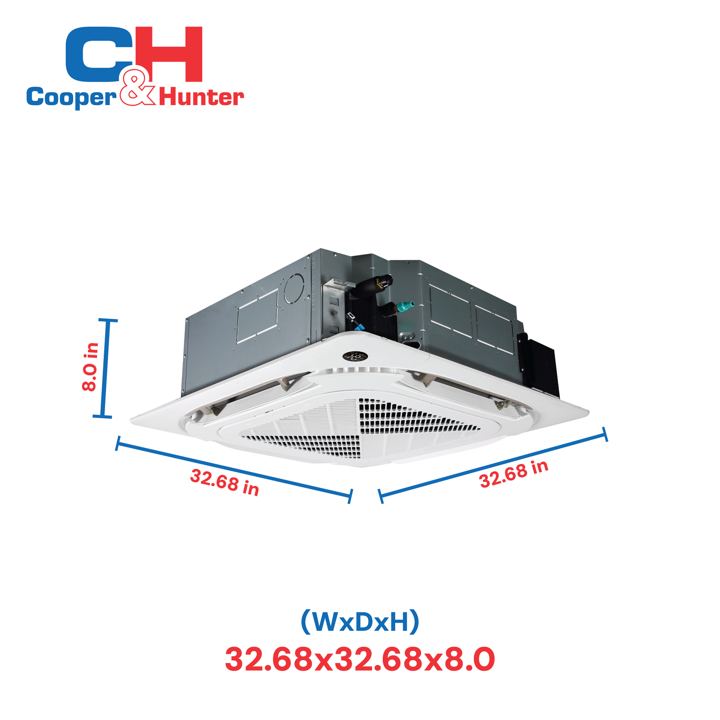 Cooper&Hunter 48,000 BTU Pro Single Zone Four-Way Ceiling Cassette w/ Refrigerant & Humidity Sensor Minisplit Heat Pump System R454B 230V