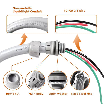 Armbridge 6' x 1/2" 10 AWG Non-Metallic Liquid-Tight Electrical Whip - AB-6FT1/2EW