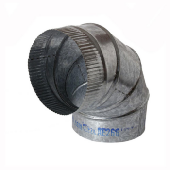Duct Elbow, Adjustable, Round, 90 deg, 24 in, 22 Ga