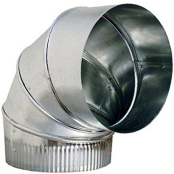 Duct Elbow, Adjustable, Round, 90 deg, 9 in, 28 Ga