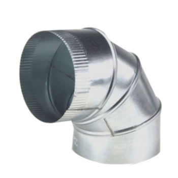 Duct Elbow, Adjustable, Round, 90 deg, 9 in, 26 Ga