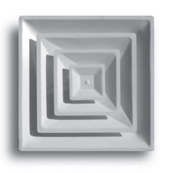 Diffuser, 3-Cone Step Down, T-Bar, Square, Lay-In, Steel
