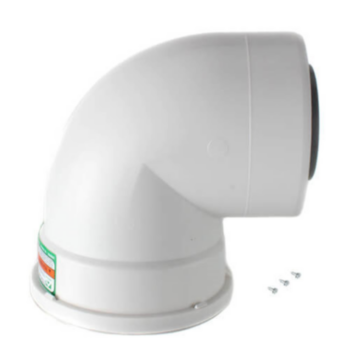 Pipe Elbow, Condensing Vent, 90 deg, Polypropylene, White