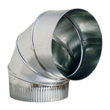 Duct Elbow, Adjustable, Round, 90 deg, 10 in, 26 Ga