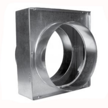 Duct Connector, Flex, 4 in Dia, Square to Round
