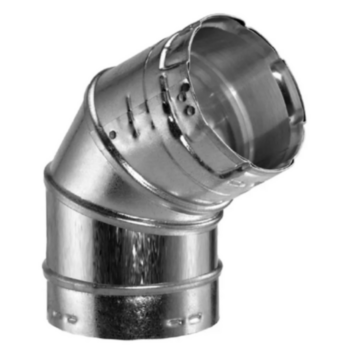 Duct Elbow, Adjustable, Round, Gas Vent, 45/60 deg, 4 in, 28 Ga