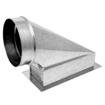 Duct Boot, Center End Register, 6 in Dia, 6 in WD, 10 in LG