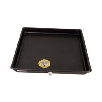 Drain Pan, Long, 24 in WD, 24 in LG, 2 in HT, Plastic, Black