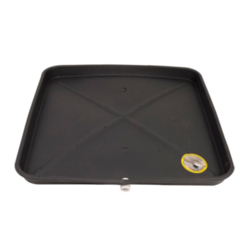 Drain Pan, Long, 30 in WD, 30 in LG, 2 in HT, Plastic, Black