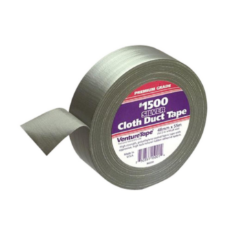 Duct Tape, Cloth, 55 m LG, 1.889 in WD, 10 mil THK, Black