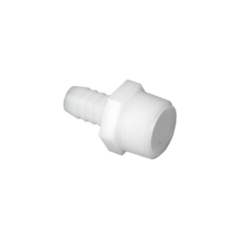 Pipe Adapter, 0.5 in x 0.75 in, Barb x MIPT, Nylon, White