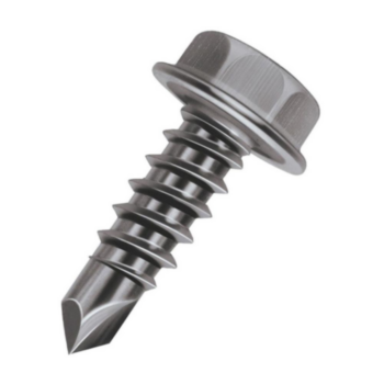 Self-Drilling Screw, Tip, 10 in-16, 0.75 in, Steel, Hex