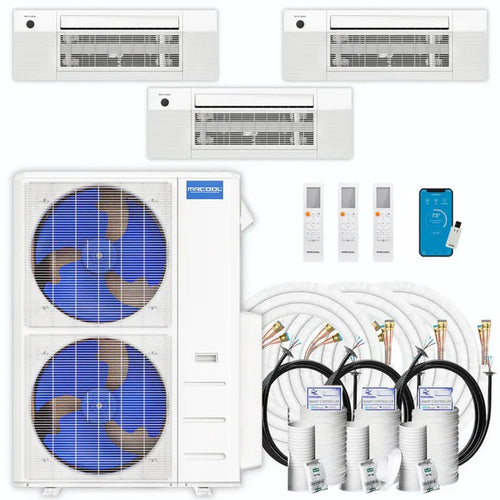 MRCOOL DIY 5th Gen 3-Zone Ductless Mini Split AC & Heat Pump 55000 BTU (9K+9K+18K), One-Way Cassette Units, 230V