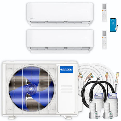 MRCOOL DIY 5th Gen 2-Zone Ductless Mini Split AC & Heat Pump 27000 BTU (6K+18K), Wall Mount Units, 230V