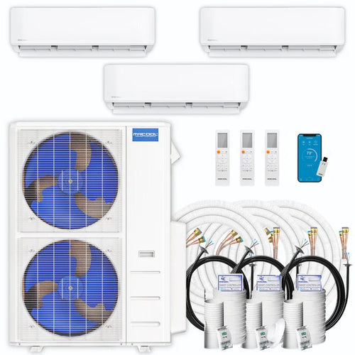 MRCOOL DIY 5th Gen 3-Zone Ductless Mini Split AC & Heat Pump 48000 BTU (9K+9K+12K), Wall Mount Units, 230V