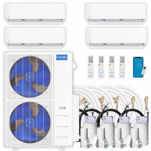 MRCOOL DIY 5th Gen 4-Zone Ductless Mini Split AC & Heat Pump 48000 BTU (9K+12K+12K+12K), Wall Mount Units, 230V
