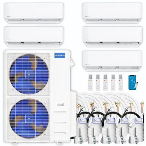 MRCOOL DIY 5th Gen 5-Zone Ductless Mini Split AC & Heat Pump 55000 BTU (9K+12K+12K+12K+18K), Wall Mount Units, 230V