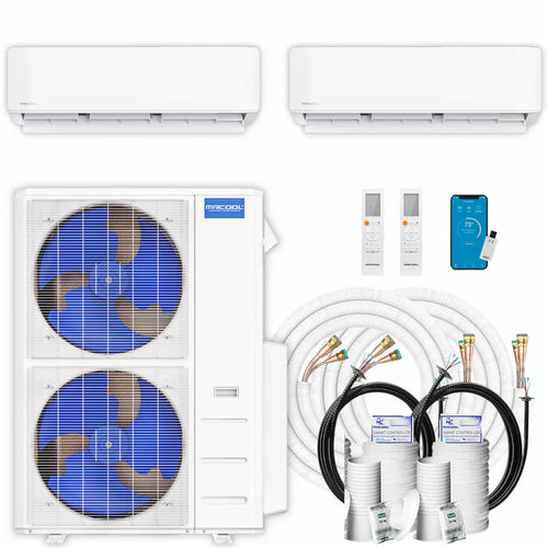 MRCOOL DIY 5th Gen 2-Zone Ductless Mini Split AC & Heat Pump 36000 BTU (9K+24K), Wall Mount Units, 230V