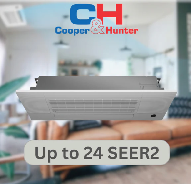 Cooper&Hunter 12,000 BTU Hyper Single Zone One-Way Cassette Minisplit Heat Pump System R454B 230V