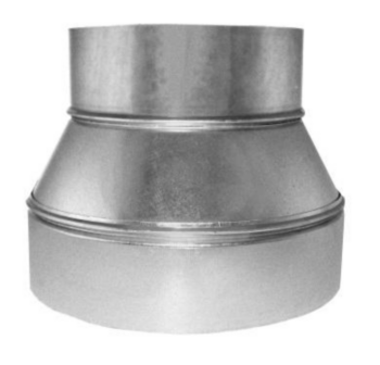 Duct Reducer, Tapered, 9 in x 8 in, Straight Female, Silver