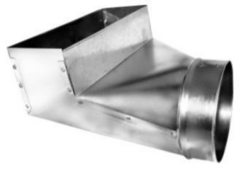 Duct Boot, Register, 4 in Dia, 4 in WD, 8 in LG, 30 gauge