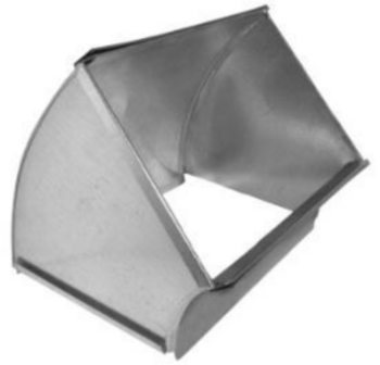 Duct Elbow, Vertical, Shortway, 90 deg, 10 in x 12 in, 30 Ga