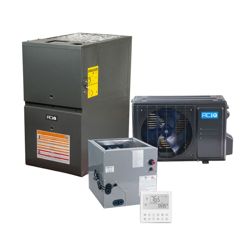ACIQ Hybrid 1.5 Ton 16 SEER2 80% AFUE 60,000 BTU Furnace and High Efficiency Heat Pump System | Inverter - R454B - Upflow/Horizontal