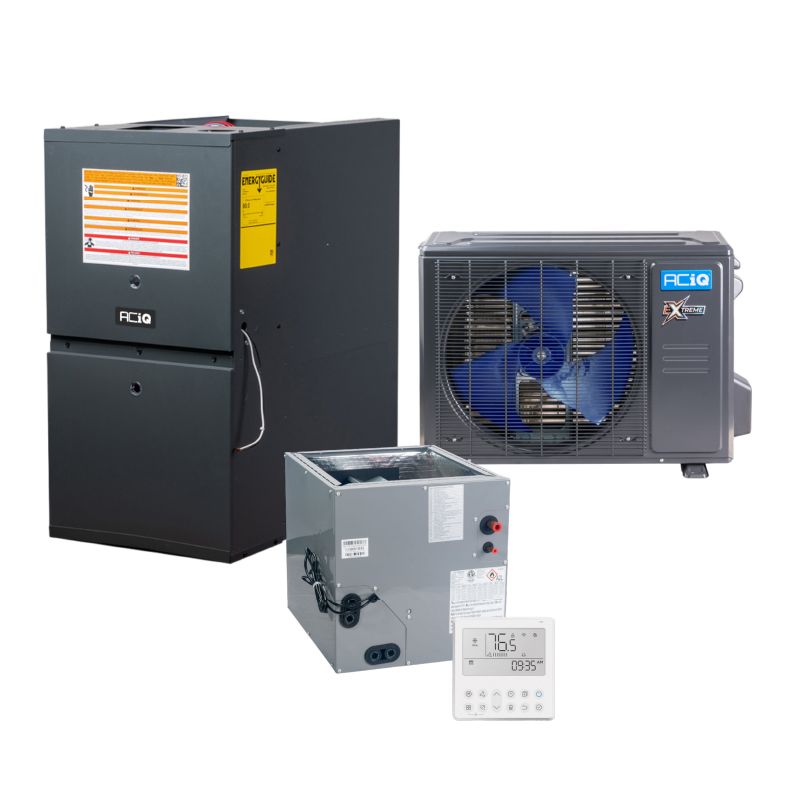 ACIQ Hybrid 1.5 Ton 16.1 SEER2 80% AFUE 40,000 BTU Furnace and High Efficiency Low NOx Heat Pump System | Extreme Series - R454B - Downflow/Horizontal