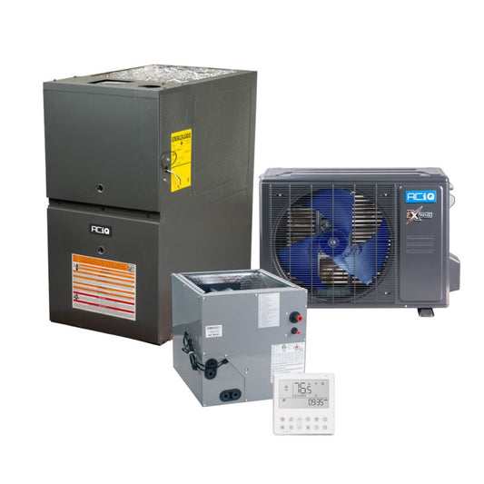 ACIQ Hybrid 1.5 Ton 16.1 SEER2 80% AFUE 80,000 BTU Furnace and High Efficiency Heat Pump System | Extreme Series - R454B - Upflow/Horizontal