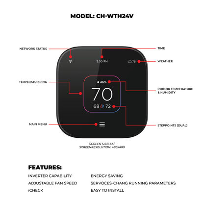 Cooper&Hunter CH-WTH24V — 24V Wall Thermostat