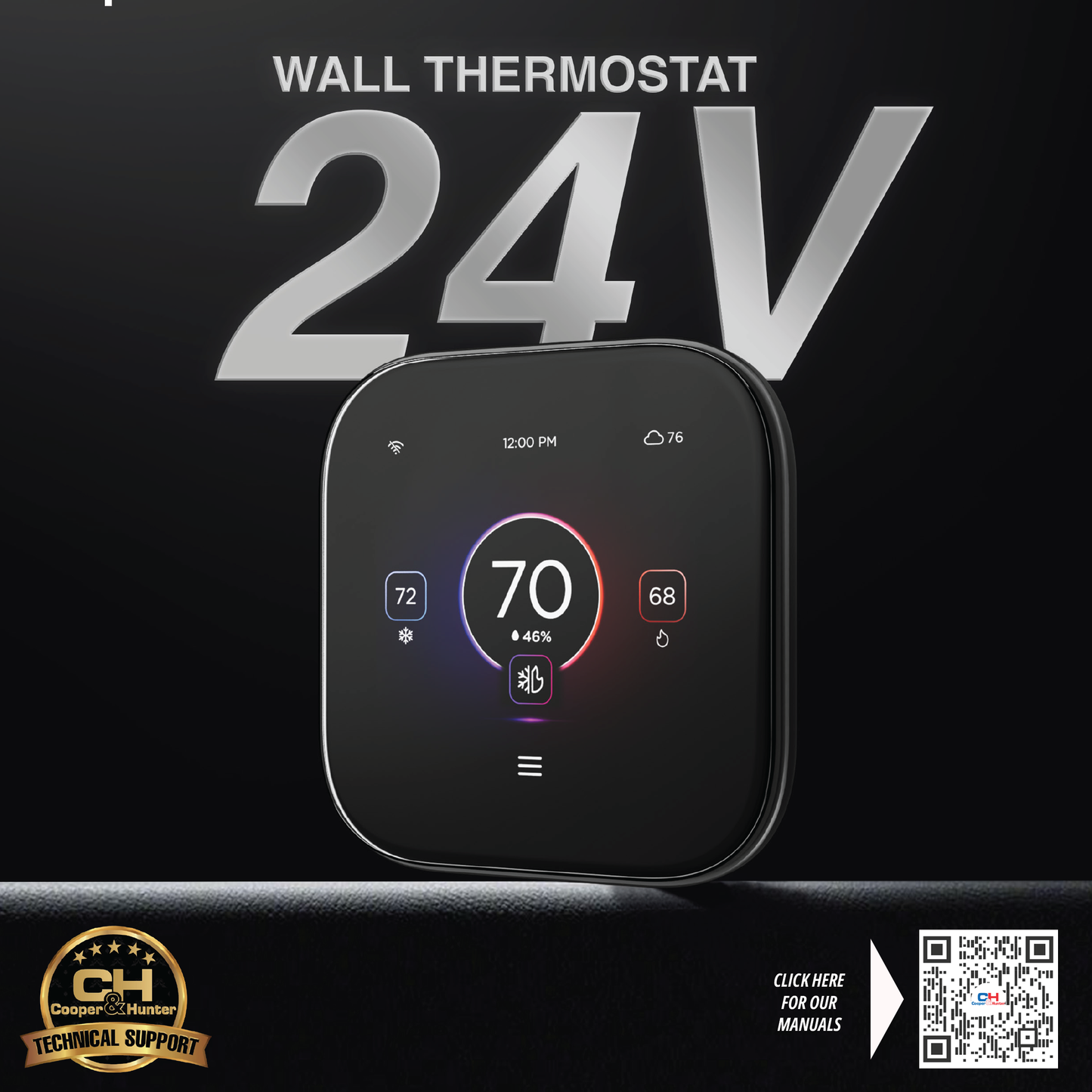 Cooper&Hunter CH-WTH24V — 24V Wall Thermostat