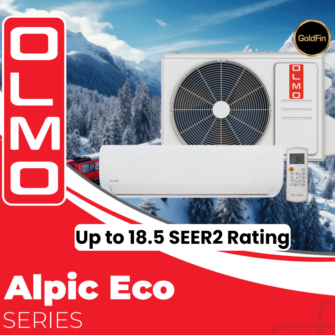 OLMO Alpic Eco Series 12,000 BTU 115V Single Zone Wall Mount Air Conditioner and Heat Pump Mini Split R410A | 115V