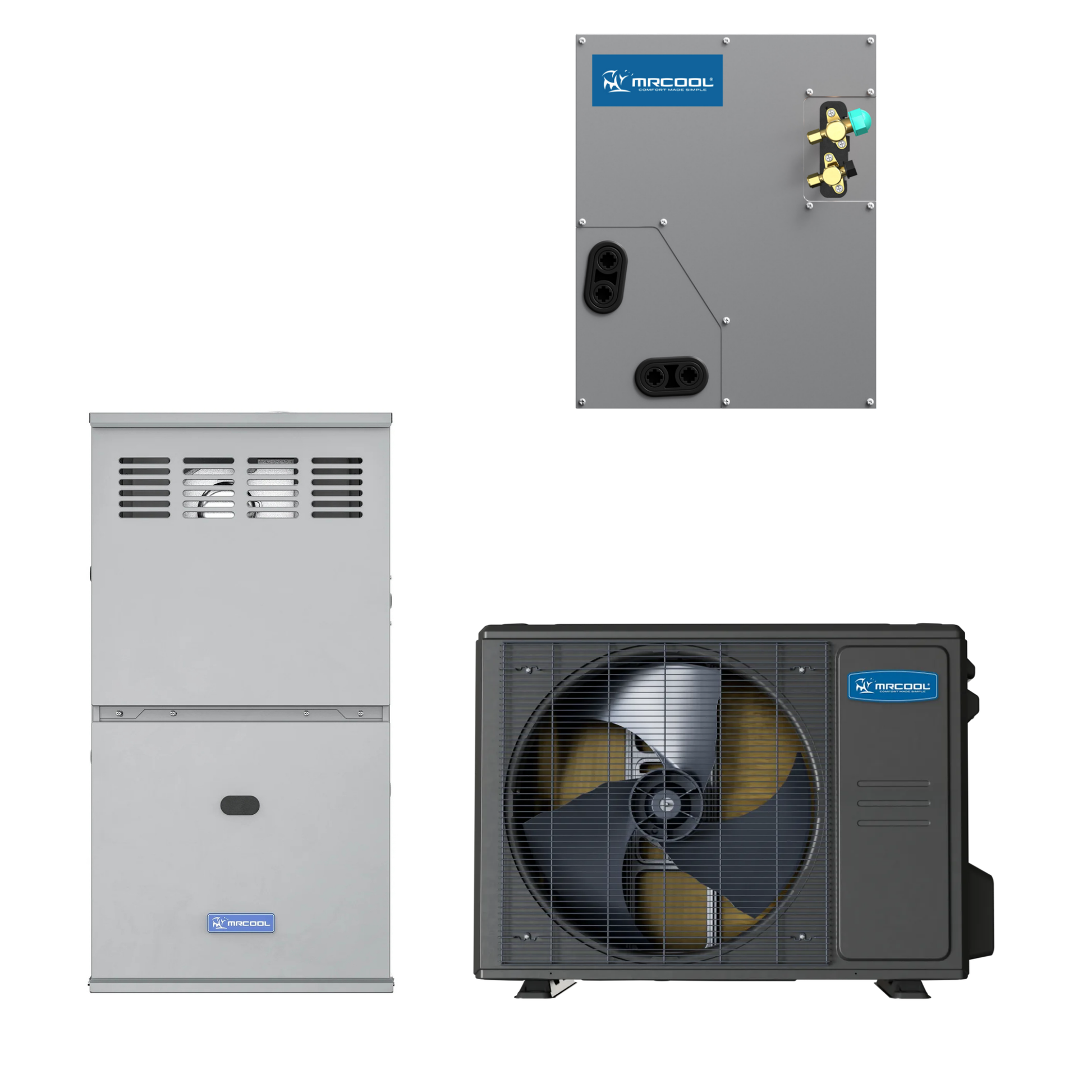 MRCOOL 3 Ton Central Universal Air Conditioner and 80% AFUE, 80K BTU 17.5" Gas Furnace Split System - Upflow, Horizontal, or Downflow