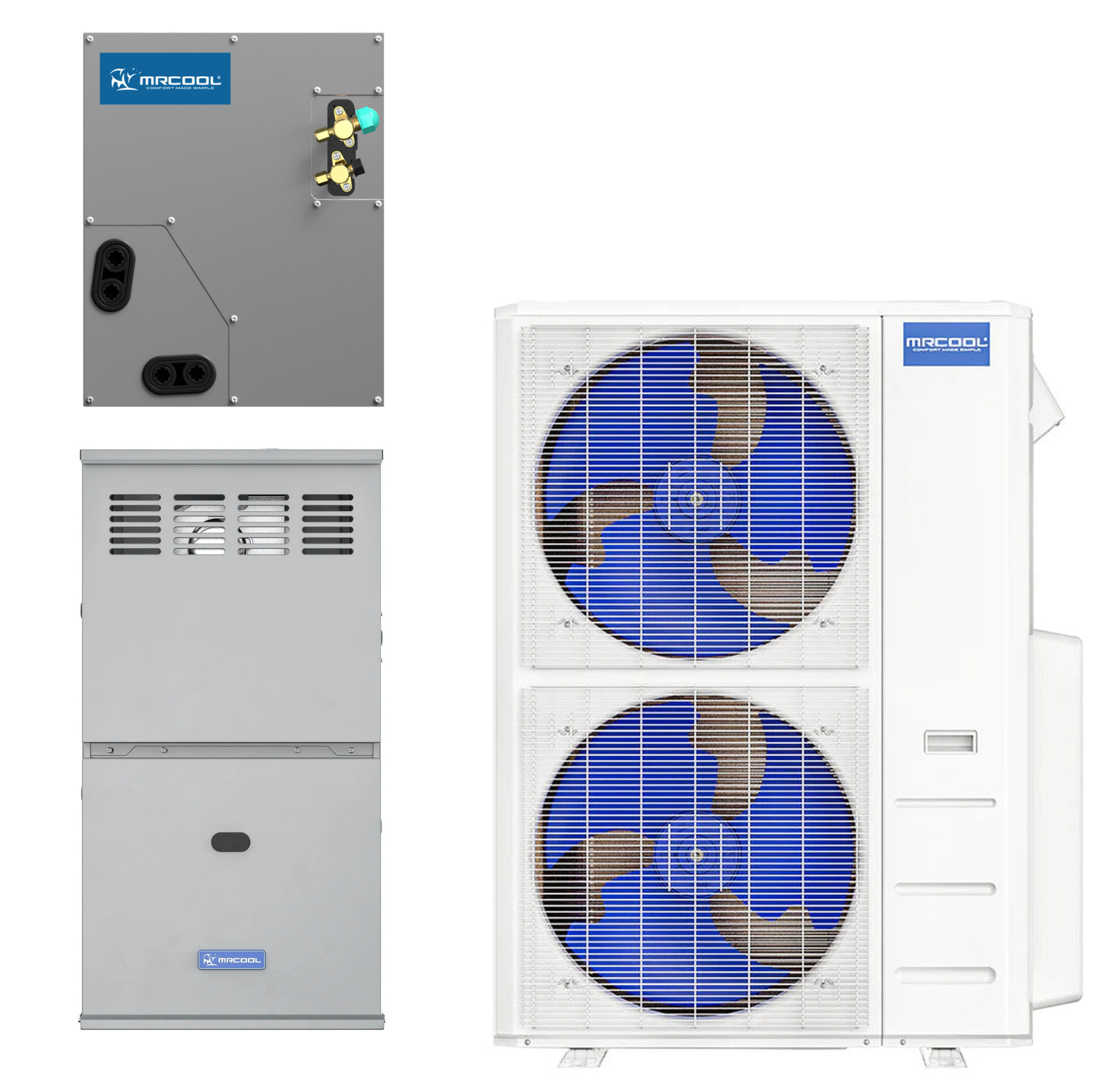 MRCOOL 5 Ton Central Hyper Heat Air Conditioner and 80% AFUE, 100K BTU 21" Gas Furnace Split System - Upflow, Horizontal, or Downflow