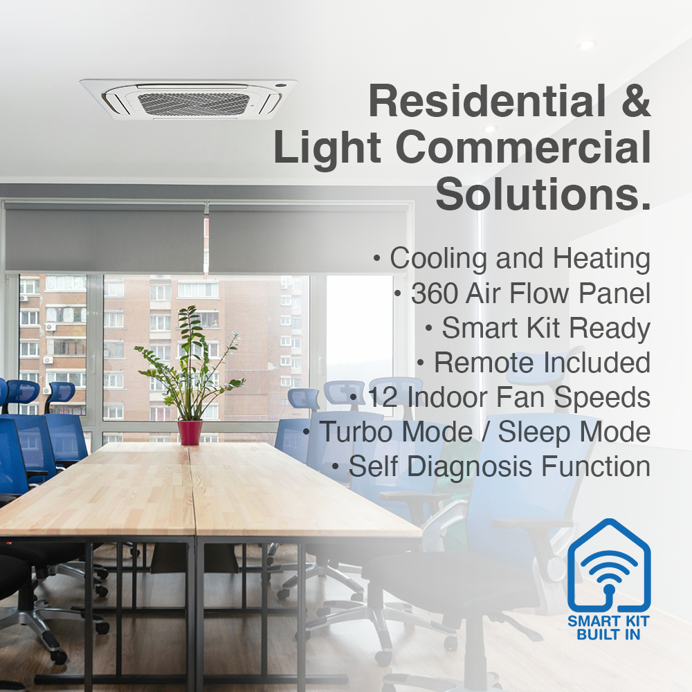 Cooper&Hunter Hyper 4-Zone Ductless Mini Split AC & Heat Pump 48000 BTU (9K+12K+18K+24K), Ceiling Cassettes Units, 230V