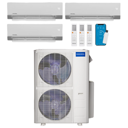 MRCOOL Olympus 4th Generation 3-Zone Ductless Mini Split AC & Heat Pump 48000 BTU (12K+18K+24K), Wall Mount Units, 230V