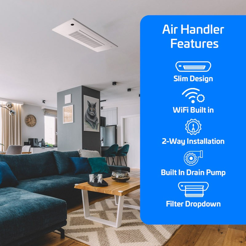 ACIQ Extreme Series 6-Zone Ductless Mini Split AC & Heat Pump 48000 BTU (6K+6K+6K+6K+6K+9K), One Way Ceiling Cassette Units, 230V