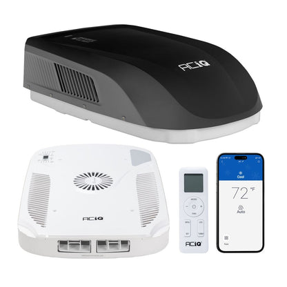 ACIQ RV Air Conditioner 15,000 BTU Rooftop with Heat Pump, Non-Ducted, 115V – Camper RV Rooftop AC – Black