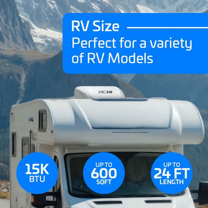 ACIQ RV Air Conditioner 15,000 BTU Rooftop with Heat Pump, Non-Ducted, 115V – Camper RV Rooftop AC – Black