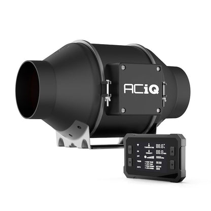 ACiQ 6 Inch Mixed Flow Inline Duct Fan with Temp & Humidity Control - Black