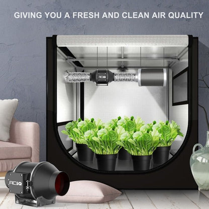 ACiQ 4 Inch Mixed Flow Inline Duct Fan with Integral Dial Speed Control - Black