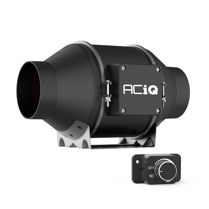ACiQ 6 Inch Mixed Flow Inline Duct Fan with Integral Dial Speed Control - Black