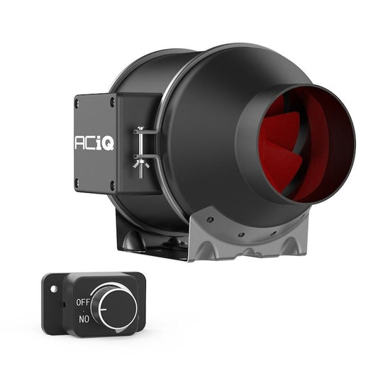 ACiQ 8 Inch High Speed Mixed Flow Inline Duct Fan with Integral Dial Speed Control - Black