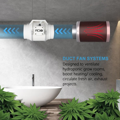 ACiQ 6 Inch Mixed Flow Inline Duct Fan - White