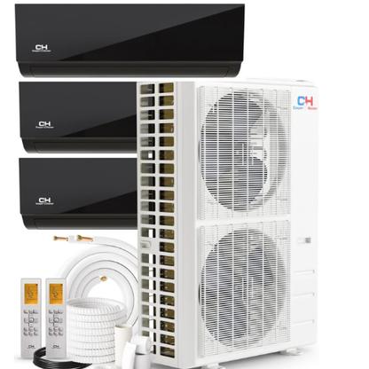 Cooper&Hunter Olivia Midnight 3-Zone Ductless Mini Split AC & Heat Pump 48000 BTU (9K+9K+9K), Wall Mount Units, 230V - R410A